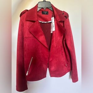 Tahari women’s red fox leather jacket